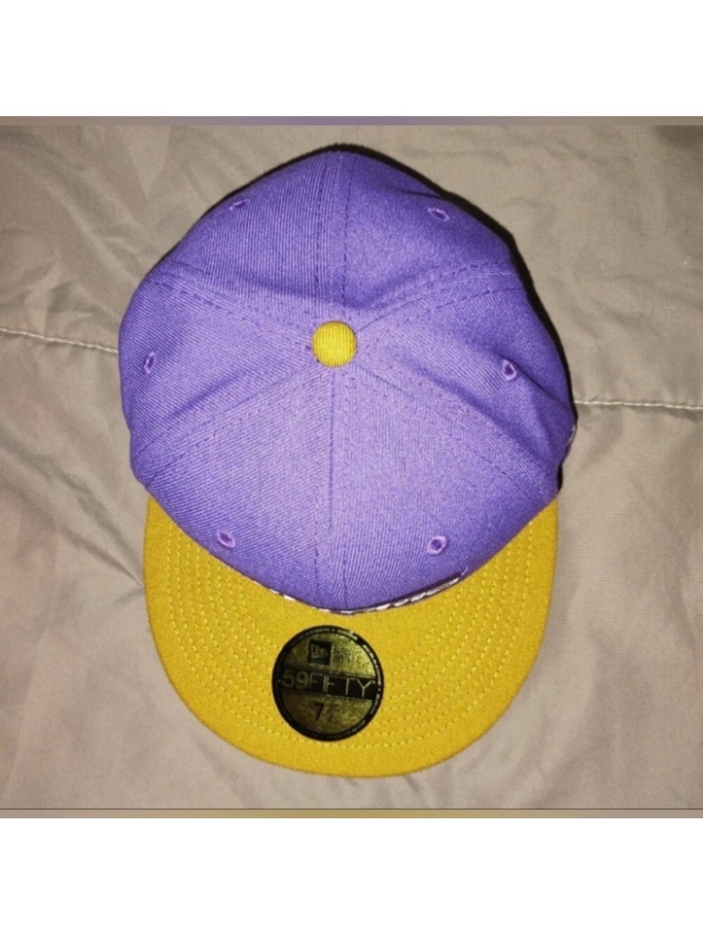 Supreme Hat Purple + Gold New Era Two-Tone Box Logo Fitted Cap SS22 NWT 7 1/4 - Picture 4 of 14